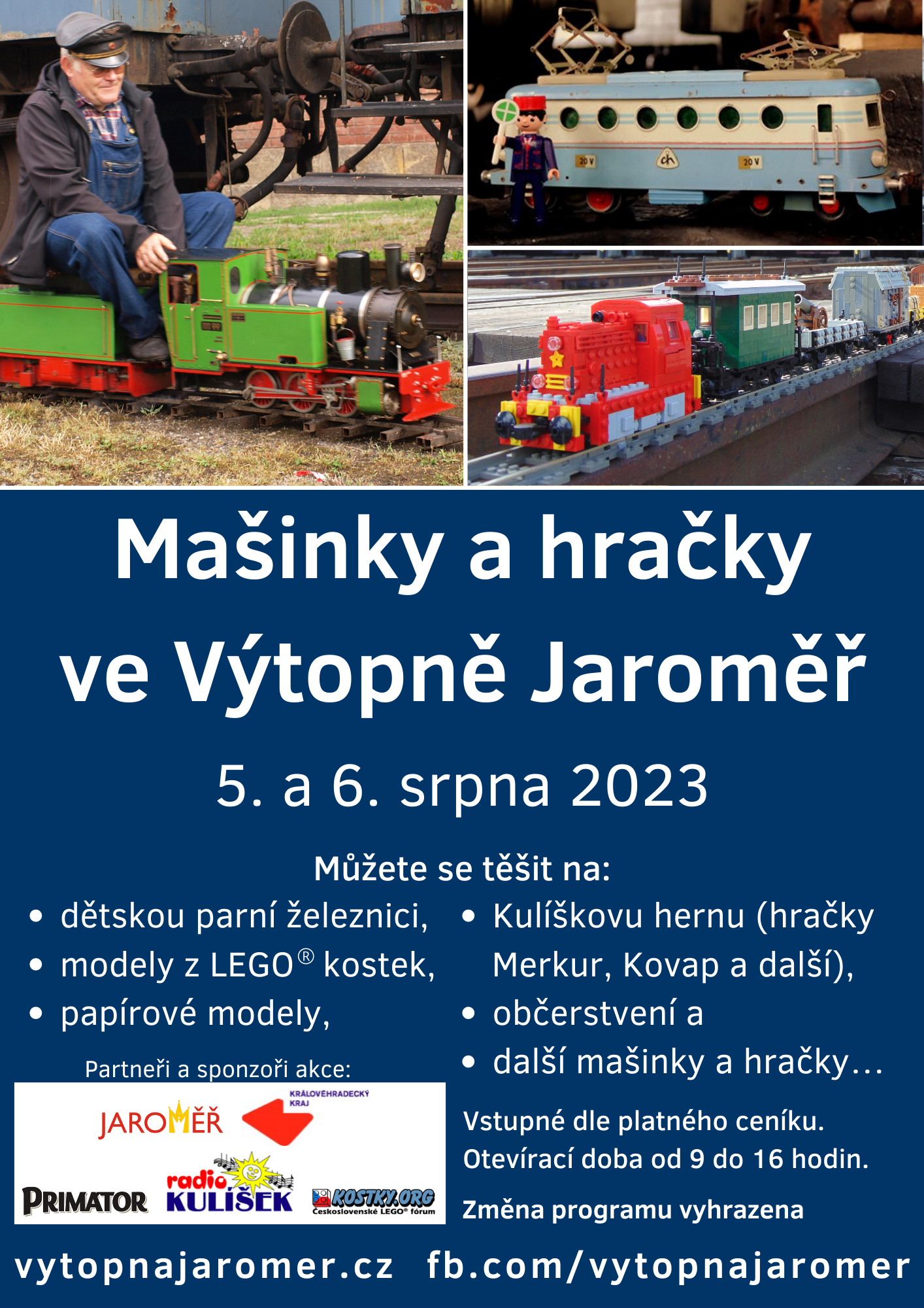 Plakát k akci Mašinky a hračky ve Výtopně Jaroměř