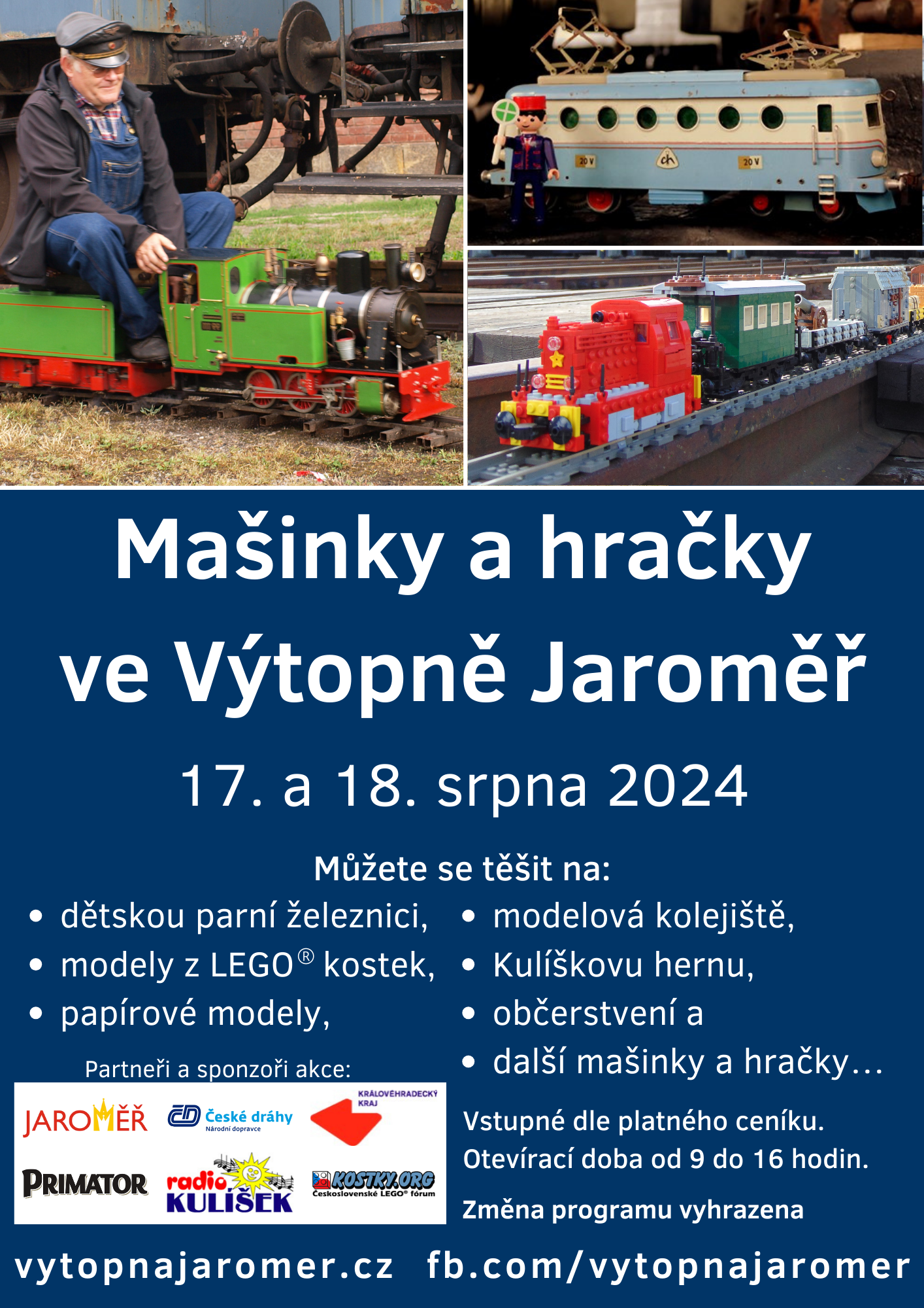 Plakát k akci Mašinky a hračky ve Výtopně Jaroměř