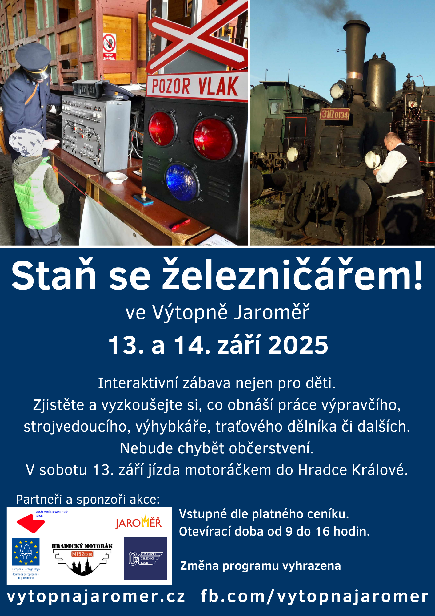 Plakát k akci Staň se železničářem! ve Výtopně Jaroměř