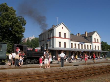 Historický vlak s parní lokomotivou 310.0134 v České Skalici